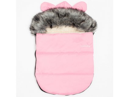 Luxusný fusak s kapucňou s uškami New Baby Alex Wool pink