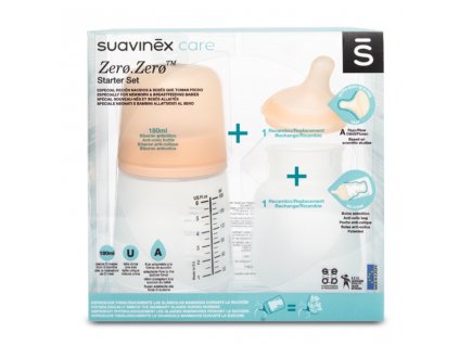 Suavinex antikoliková fľaša Zero Zero 180ml A Sada 8426420067409