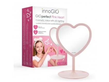 InnoGio detské kozmetické zrkadlo GioPerfect ružové srdce 5904405021583