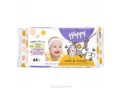 Bella Happy Vlhčené obrúsky Milk&Honey 64 kusov 5900516421137