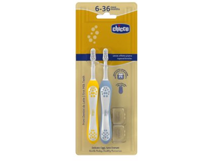 Chicco zubné kefky pre deti Indigo-Mustard 6-36 mesiacov 8058664174713