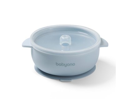 BabyOno silikónová miska s prísavkou a s vrchnákom modrá 5901435417706