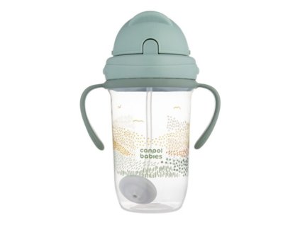 Canpol hrnček s uškami a s ťažítkom Mountains 270 ml zelený 5903407162409