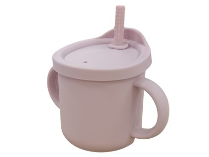 Detský silikónový pohárik so slamkou ružový 8721037085403