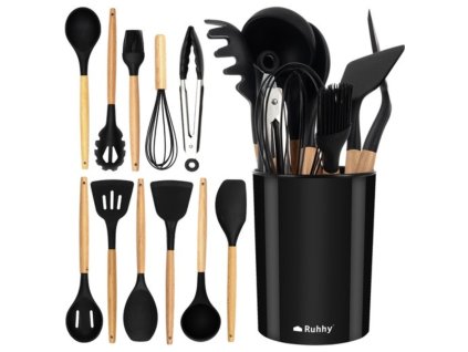 Sada kuchynskeho náradia 12 kusov | drevo/silikón 5900779943438
