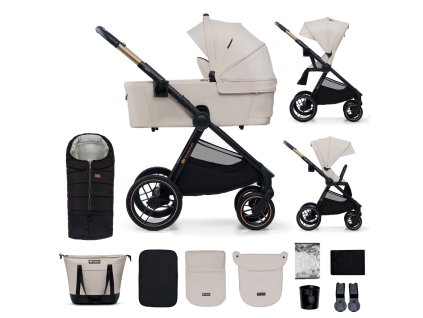 Kočík Kinderkraft Nea 2 2v1 v béžovej farbe beige + Fusak Jibot Horizontal