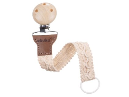 Akuku textilný klip na cumlík bavlna ecru