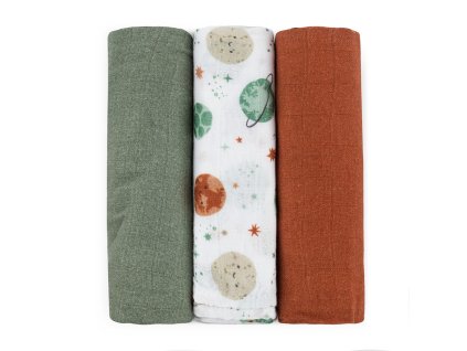 Mušelínové plienky Petite&Mars Moussy Celestial Planets 3 kusy