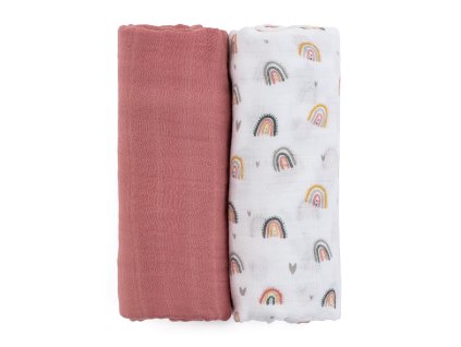 Zavinovacia bambusová plienka/prikrývka Petite&Mars Misty Rose Rainbow 2 kusy