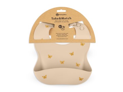 Silikónový podbradník Petite&Mars Take&Match Sand Butterflies