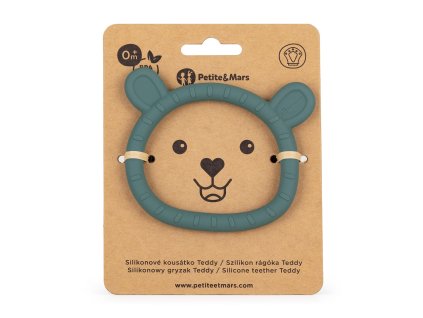 Silikónová hryzačka Petite&Mars Teddy Misty Green