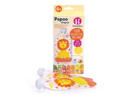Kapsička na jedlo Petite&Mars Papoo Original Lion 6 kusov