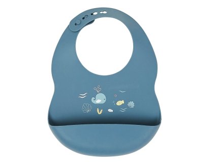 Nattou silikónový podbradník so zapínaním modrý