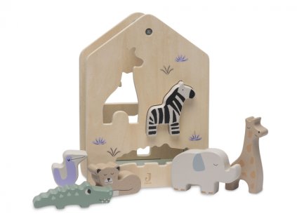 Drevené vkladacie kocky zvieratká Jollein Jungle Jambo