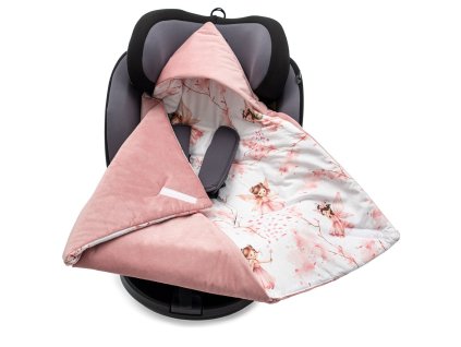 Zateplená zavinovačka do autosedačky New Baby pink