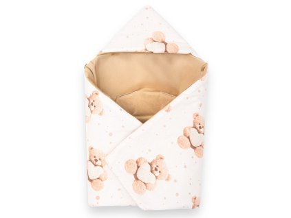 Zateplená zavinovačka do autosedačky New Baby Love Teddy Bear beige