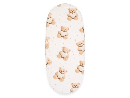 Jersey plachta do kočíka New Baby 35x75 cm Love Teddy Bear beige