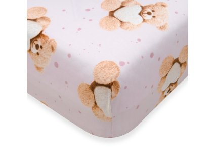 Jersey plachta New Baby 120x60 cm Love Teddy Bear pink