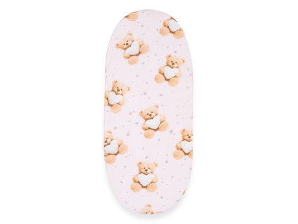 Jersey plachta do kočíka New Baby 35x75 cm Love Teddy Bear pink
