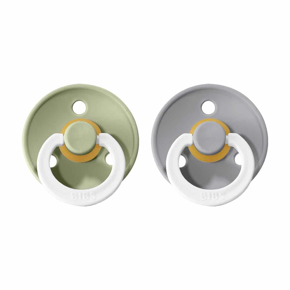 Nočné cumlíky BIBS Colour okrúhle - veľkosť 3 - Sage/Cloud