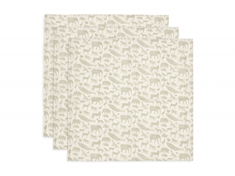 Jollein Plienky 3 ks 70x70 cm Animals Olive Green
