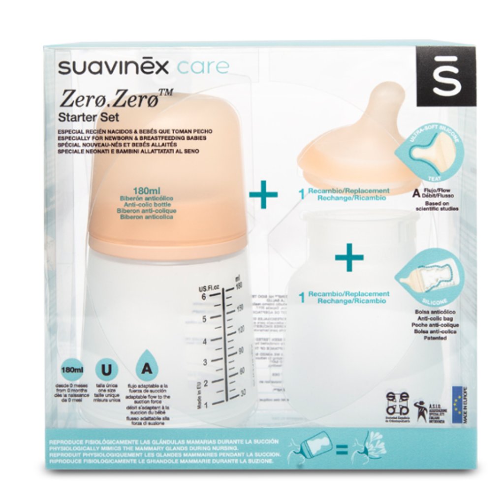Suavinex antikoliková fľaša Zero Zero 180ml A Sada