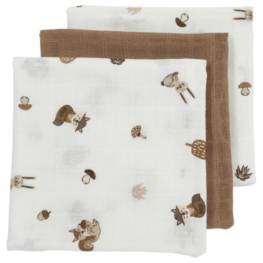 Mušelínové plienky Meyco Forest animals toffee 3 kusy