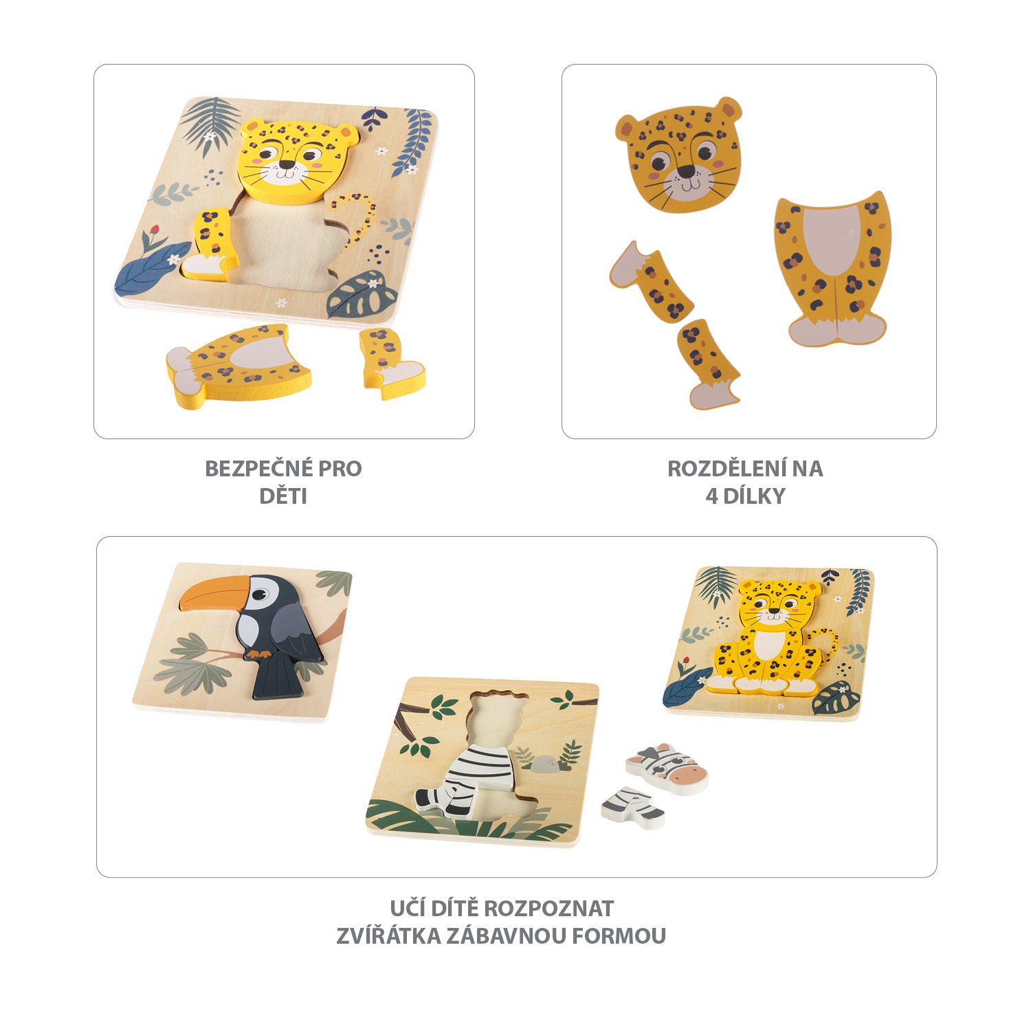 Zopa detské drevené puzzle Líška