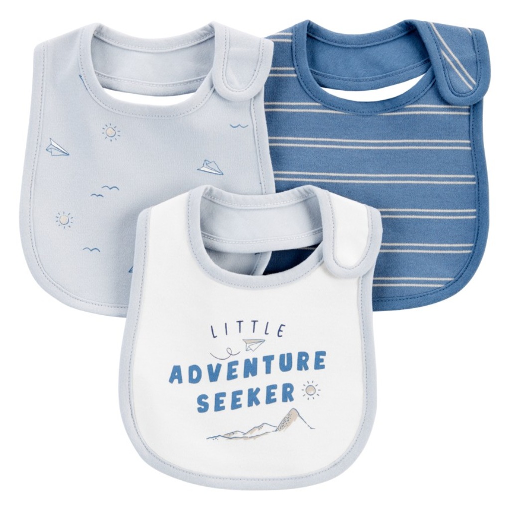 Carter s Carters podbradníky podšité 3 kusy | Blue/Ivory