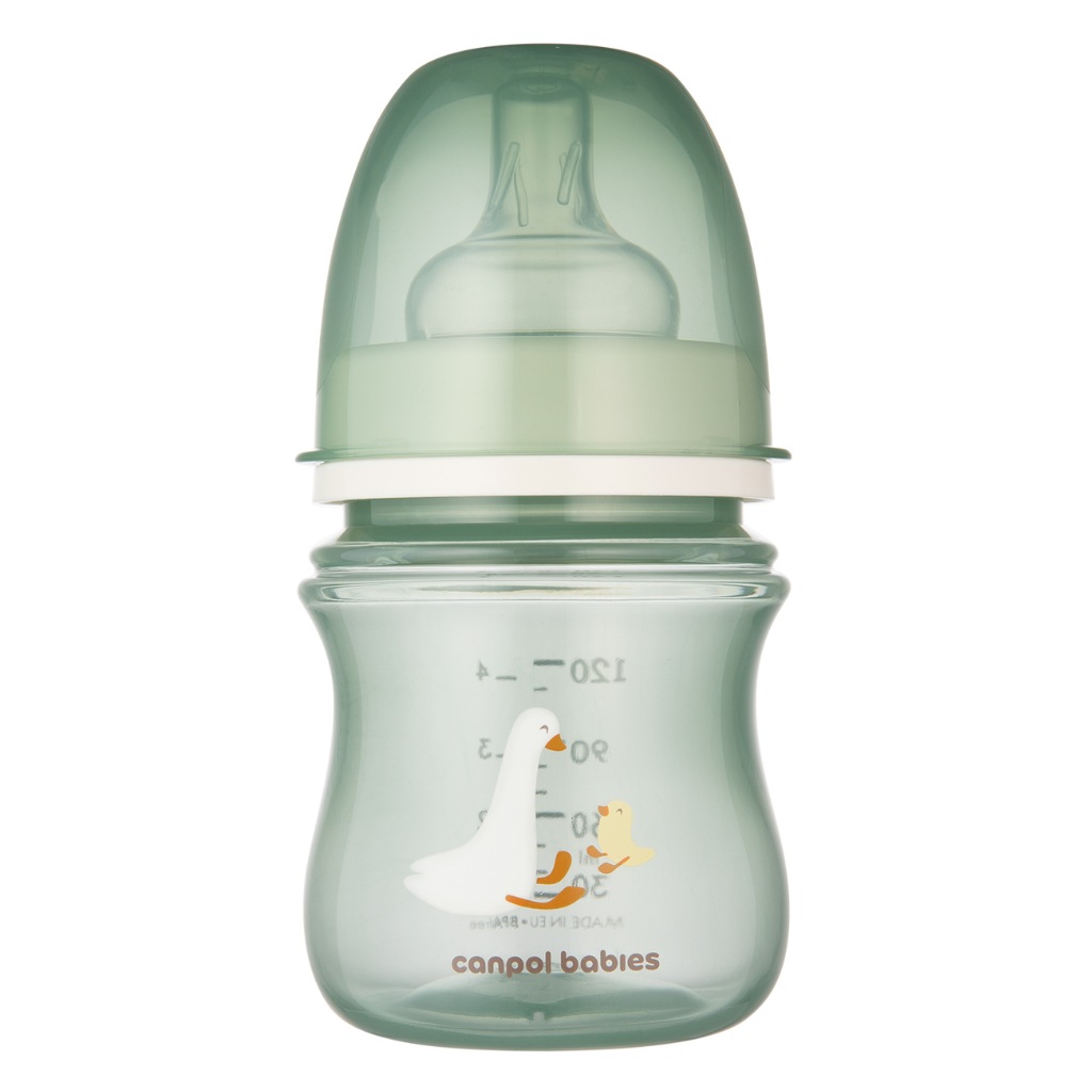 Canpol dojčenská fľaša EasyStart Goose 120 ml zelená