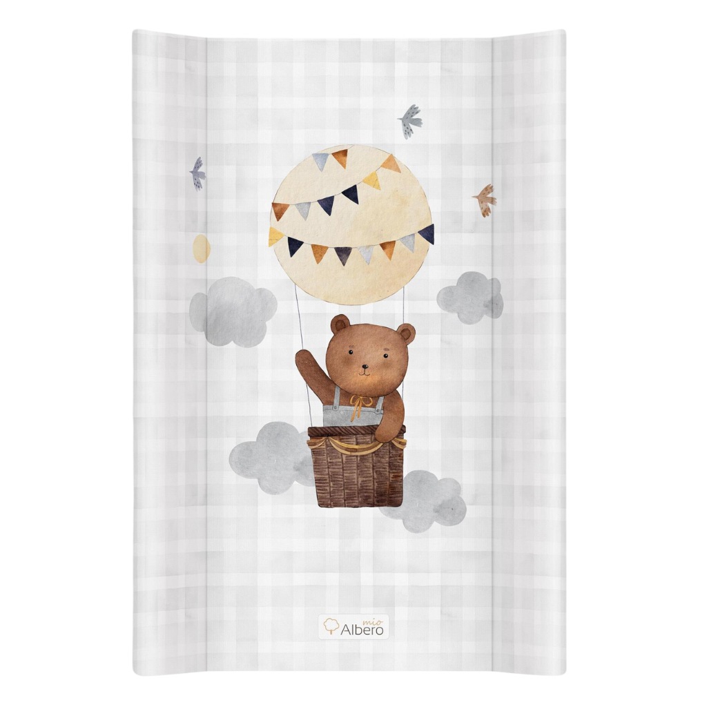 Albero Mio podložka prebaľovacia 2-hranná s pevnou doskou (50x70) Macko v balóne