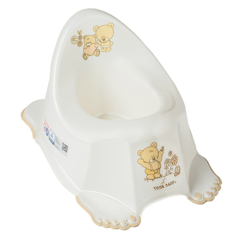 Tega Hrajúci nočník protišmykový Teddy Bear biela perla