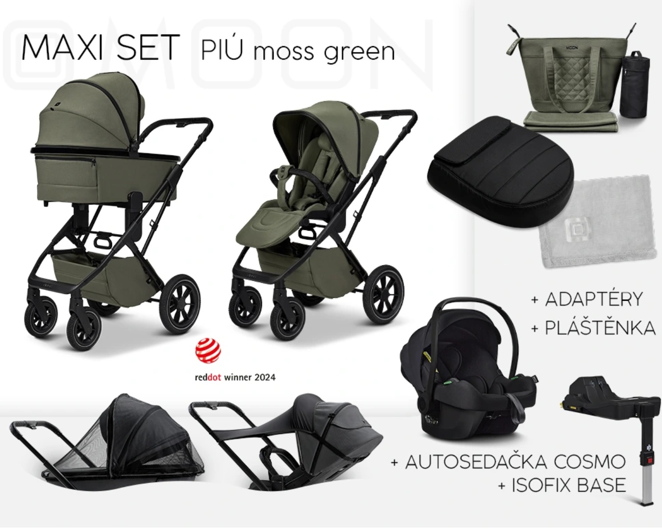 Moon Piú Set Maxi Black chrome | Moss Green