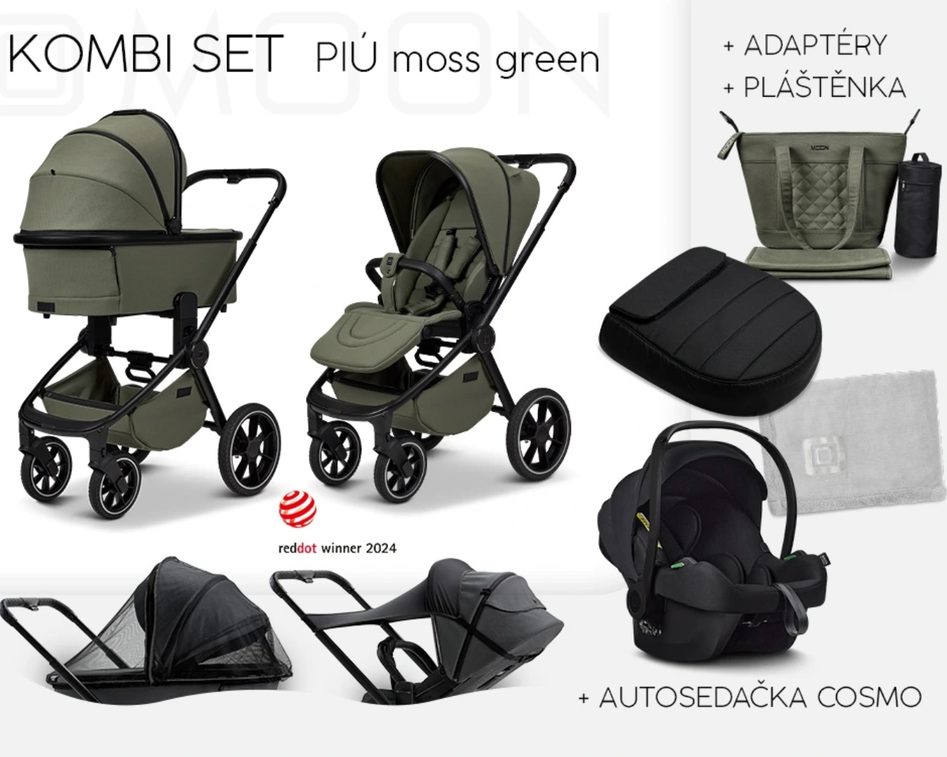 Moon Piú Set Kombi Black chrome | Moss Green