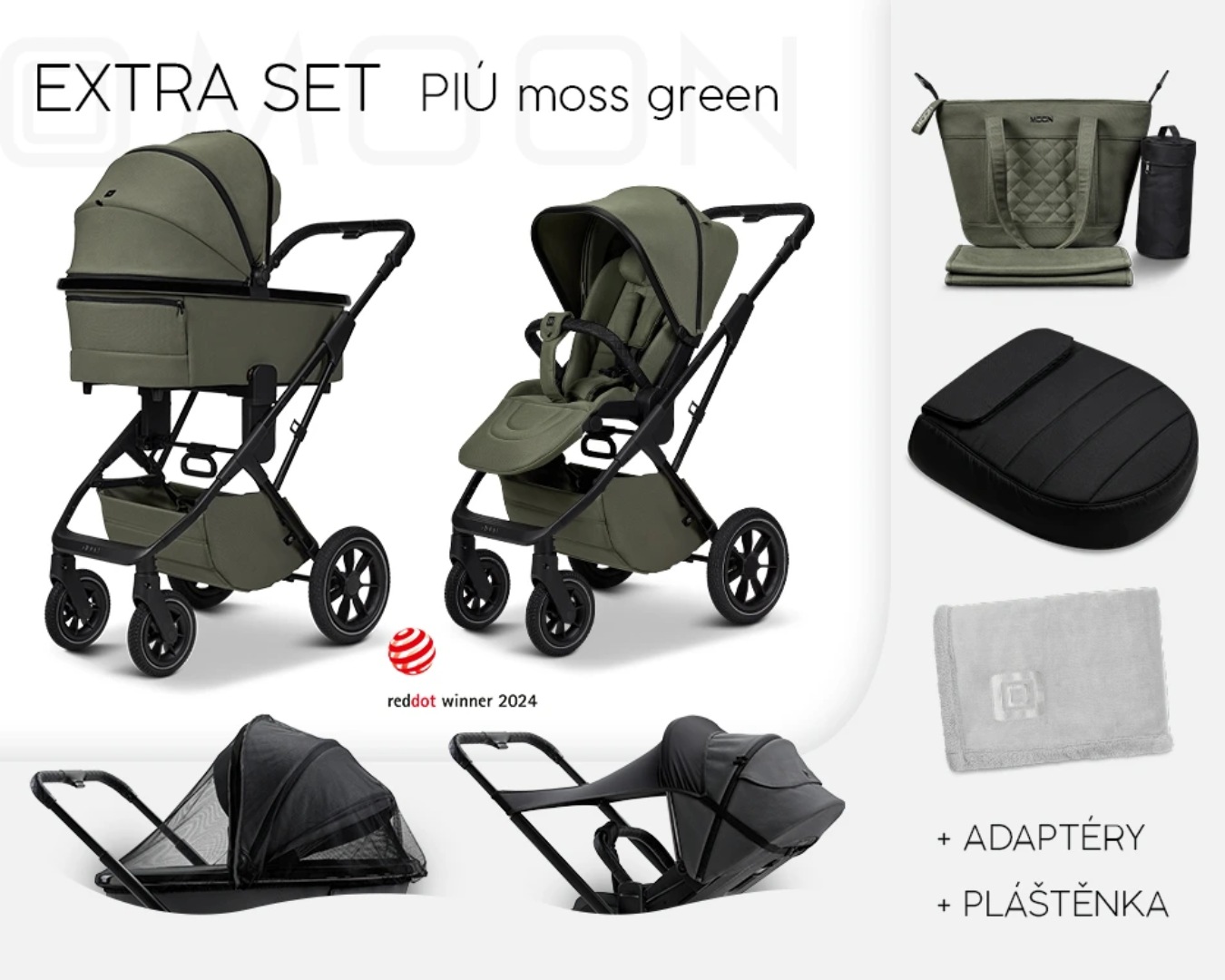 Moon Piú Set Extra Black chrome | Moss Green