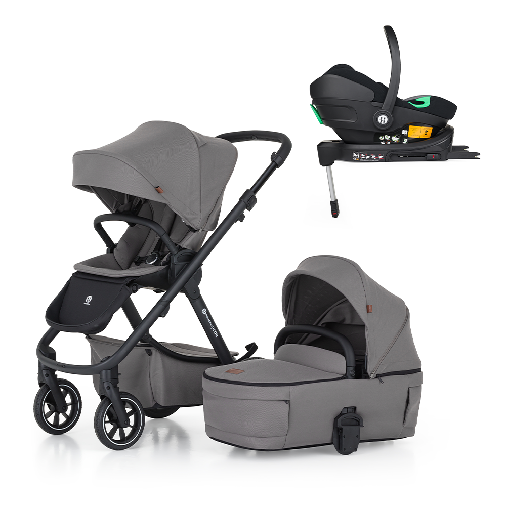 PETITEMARS Petite&Mars Icon Dove Grey LITE RWS + Core Pro i-Size Black Grey + Báza