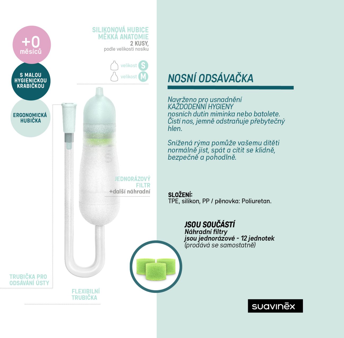 Suavinex anatomická nosná odsávačka