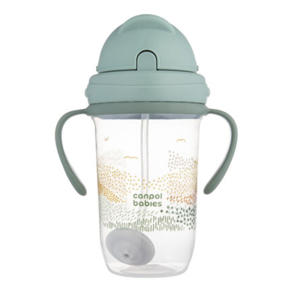 Canpol hrnček s uškami a s ťažítkom Mountains 270 ml zelený