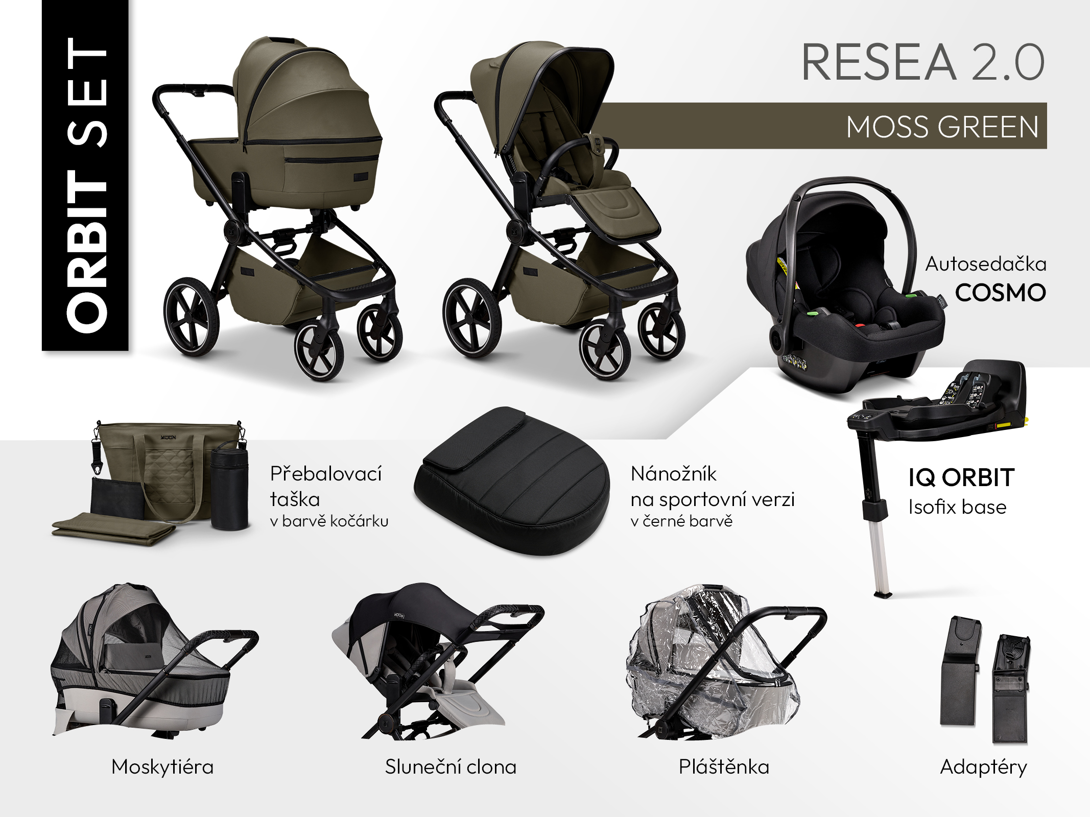Kočík Moon Resea 2.0 set Orbit Farba: Ghost