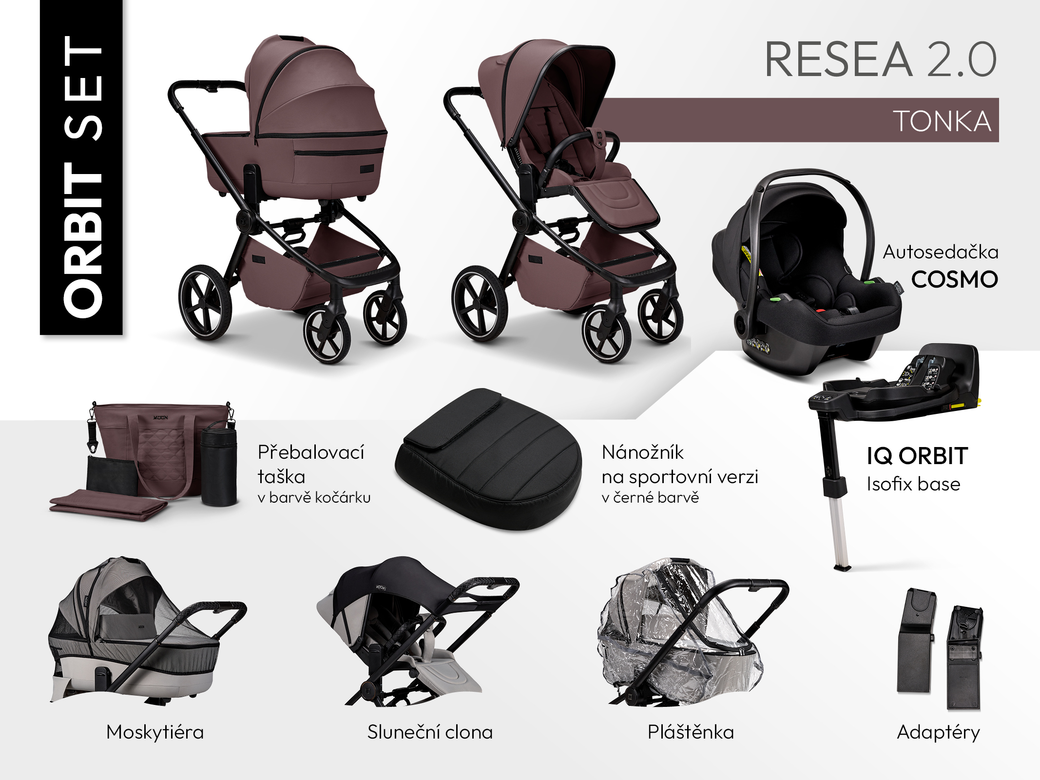 Kočík Moon Resea 2.0 set Orbit Farba: Ghost