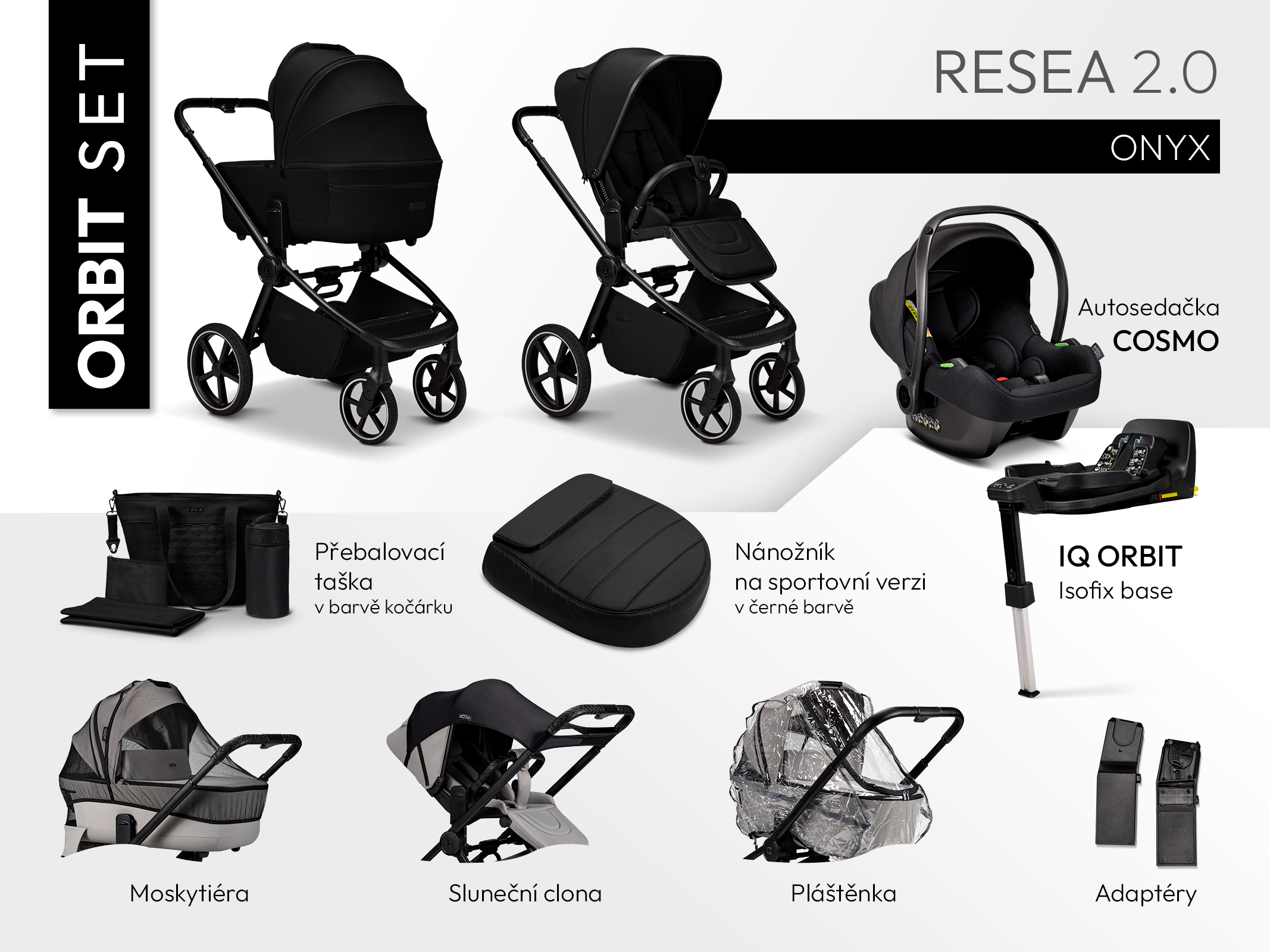 Kočík Moon Resea 2.0 set Orbit Farba: Ghost