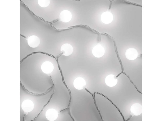 LED vonkajšie reťaz - guličky 4m, studená biela, časovač