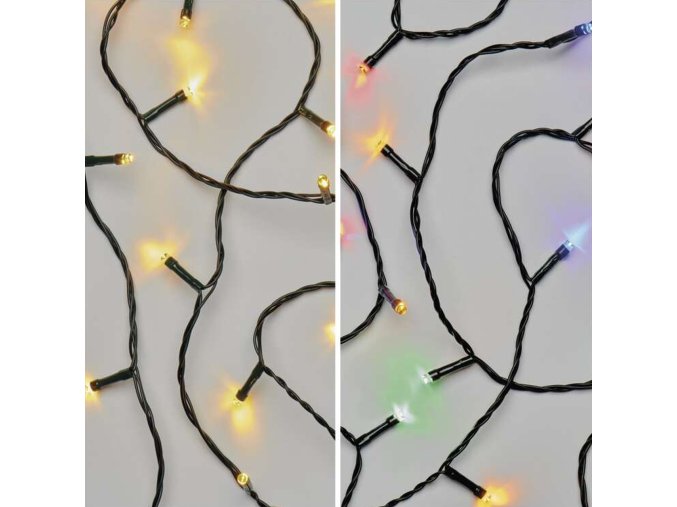LED vianočný reťaz 2v1 10m,teplá bielá/multicolor, vnútorné i vonkajšie, programy