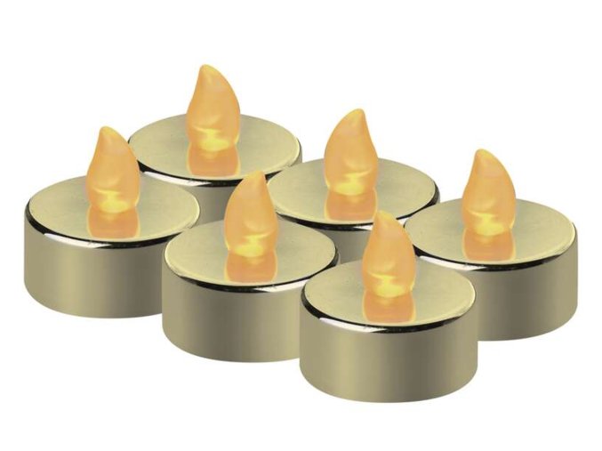 LED čajové sviečky zlaté 6ks
