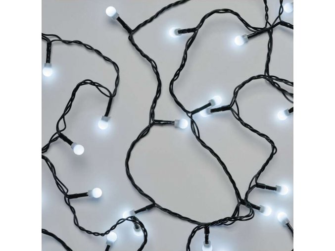 LED vonkajšie reťaz - guličky 8m, studená biela, časovač