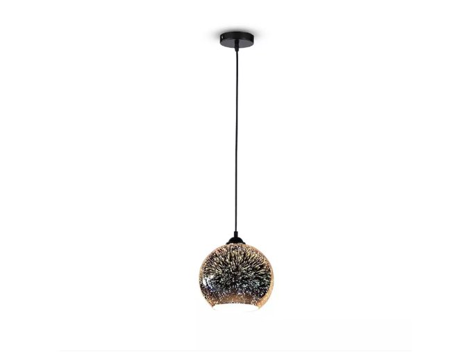 Sklenený strieborný luster pre žiarovku E27 Ø250mm