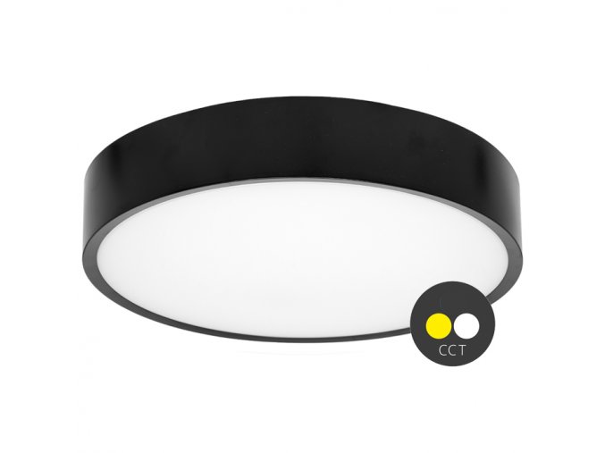 CCT Čierné LED stropné svietidlo guľaté 15W