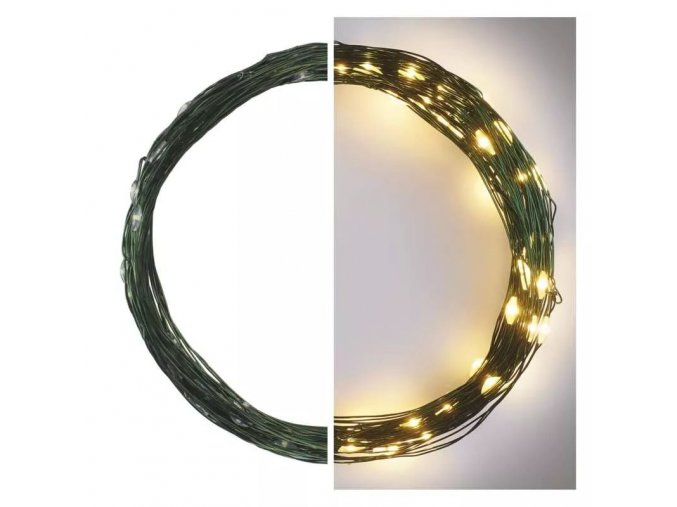 LED vianočný nano reťaz zelený teplá biela 7,5m