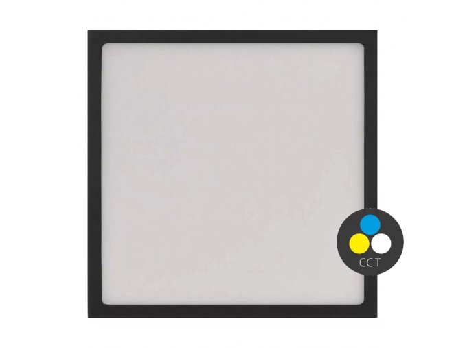 Čierny prisadený LED panel s tenkým rámčekom hranatý 225 x 225mm 21W CCT Premium