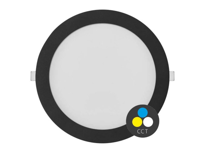 Čierny vstavaný LED panel guľatý 225mm 18W CCT Premium